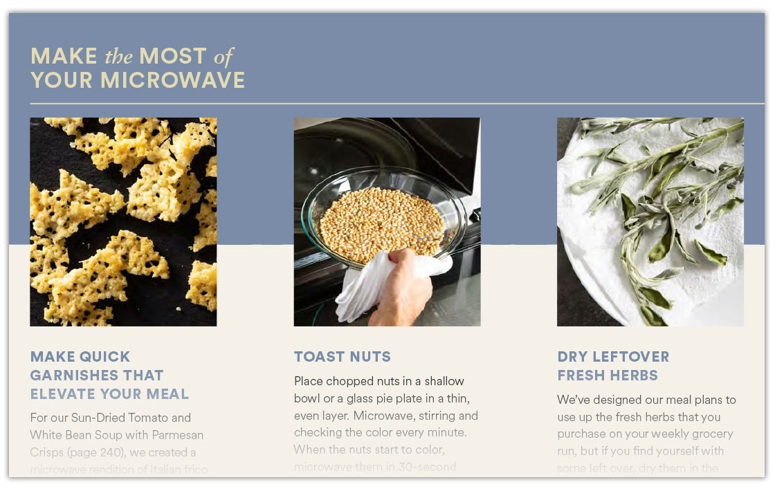 Make the Most of Your Microwave. Make Quick Garnishes that Elevate Your Meal, Toast Nuts, Dry Leftover Fresh Herbs.